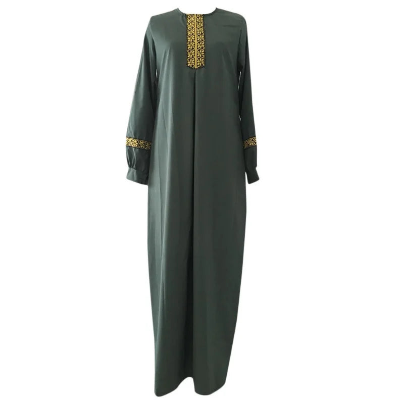 Muslim Ethnic Style Print Abayas Plus Size Dubai Dresses For Women 4xl 5xl Long Sleeve Loose Casual Robe Fashion Ramadan Dress - Dhavinci