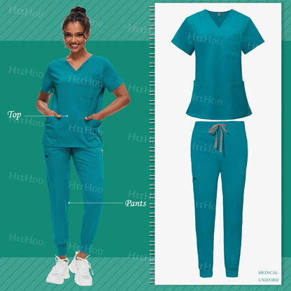 Scrub Sets Uniform Women Joggers Hospital Accessories Medical Surgical Gown Pharmacy Healthcare Work Wear Unisex Mens Scrub Soft - Dhavinci