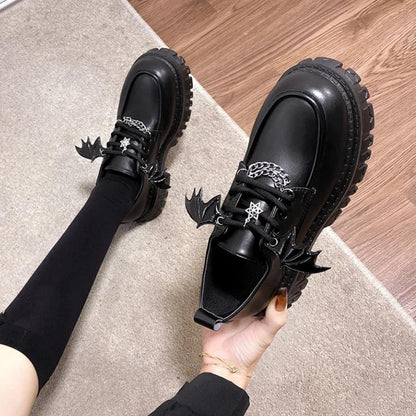 Y2K Punk Platform Shoes for Women | Gothic Metal Chain Leather Pumps - Dhavinci