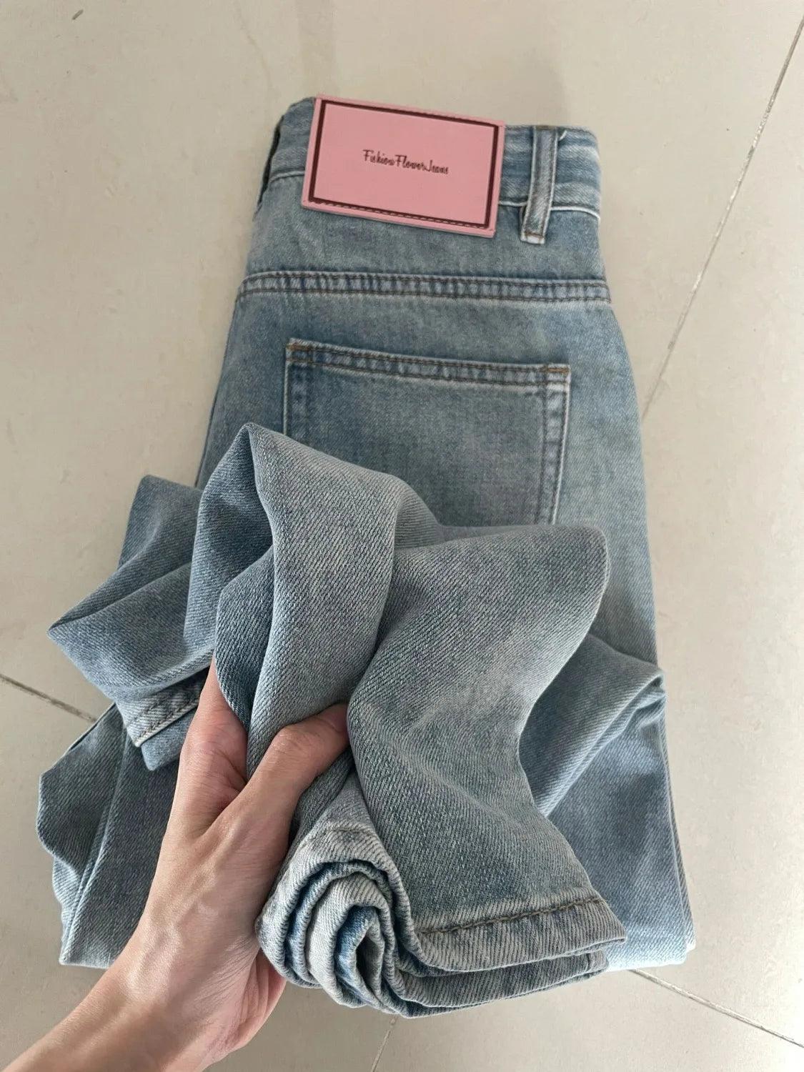 Vintage Y2K Wide Leg Baggy Jeans for Women | Punk Low Rise Denim Pants - Dhavinci