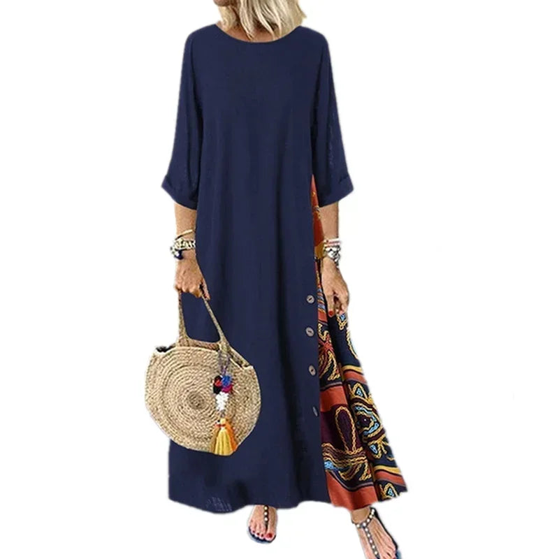 Fashion Loose Maxi Dress Women Ethnic Style Boho Long Dresses Vestidos Casual Summer Vintage Thin Woman Clothes Robe Femme - Dhavinci