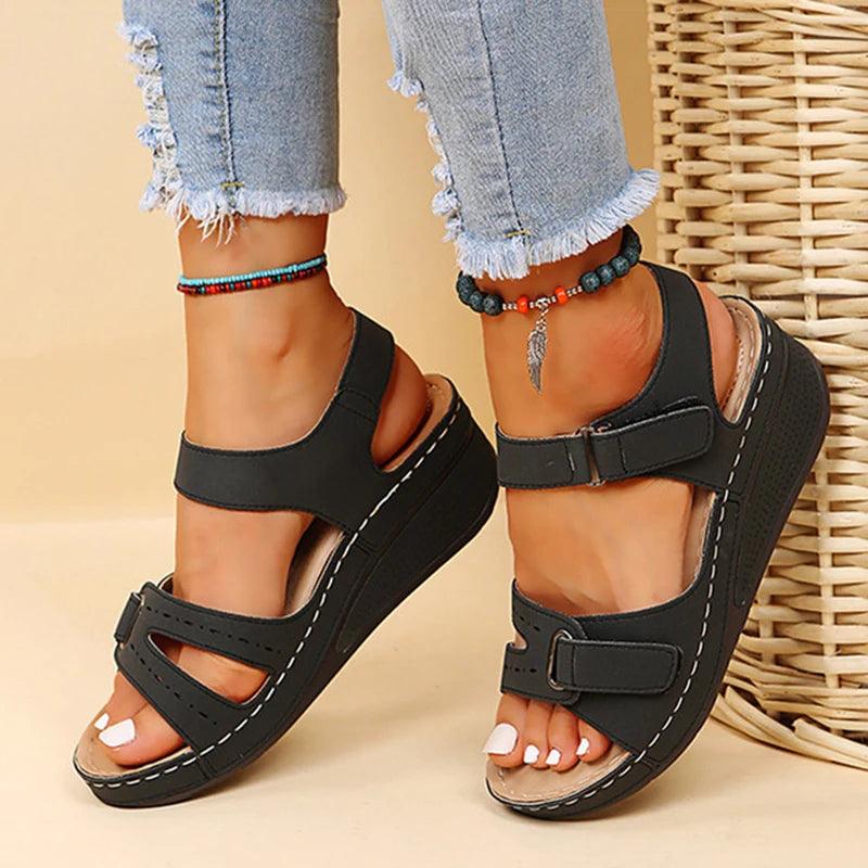 Stylish Women's Wedge Sandals - Summer Cross Strap Comfort - Dhavinci