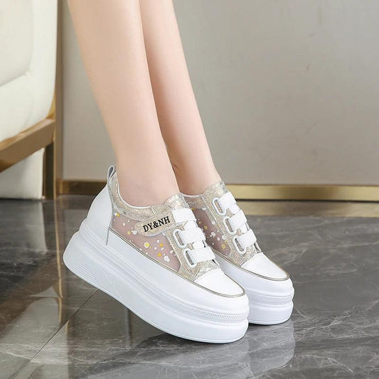 Fashion Mesh Vulcanized Shoes | Chunky Platform Non-Slip Sneakers - Dhavinci