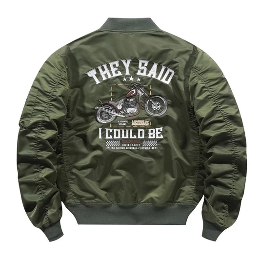 Men's Embroidered Bomber Jacket | Stylish Motorcycle Streetwear