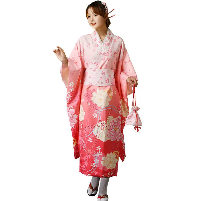 Fashion National Trends Women Sexy Kimono Yukata With Obi Novelty Evening Dress Japanese Cosplay Costume Floral One Size - Dhavinci