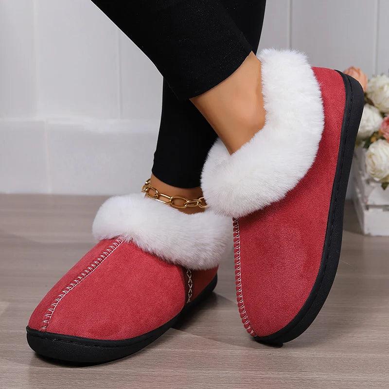 Fluffy Indoor Slippers for Women | Warm Plush Suede House Shoes - Dhavinci