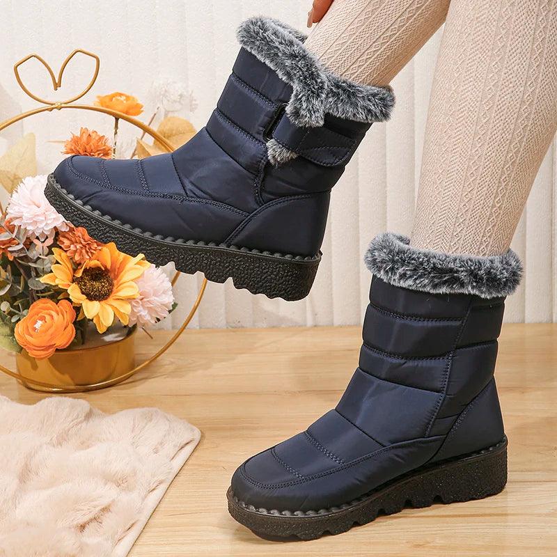 Women’s Waterproof Snow Boots | Plush Faux Fur Winter Boots - Dhavinci