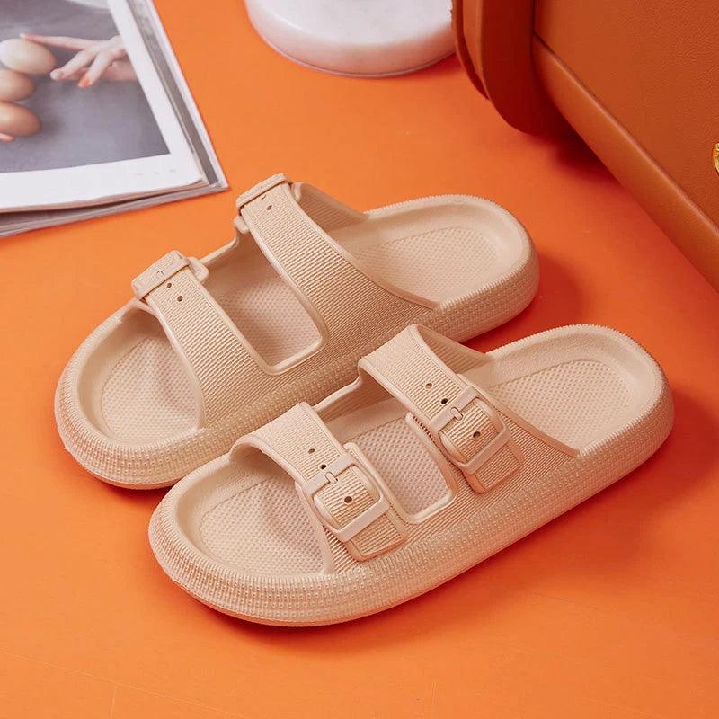 Thick Bottom Cloud Slippers for Women - Fashion Buckle Platform Slides - Dhavinci