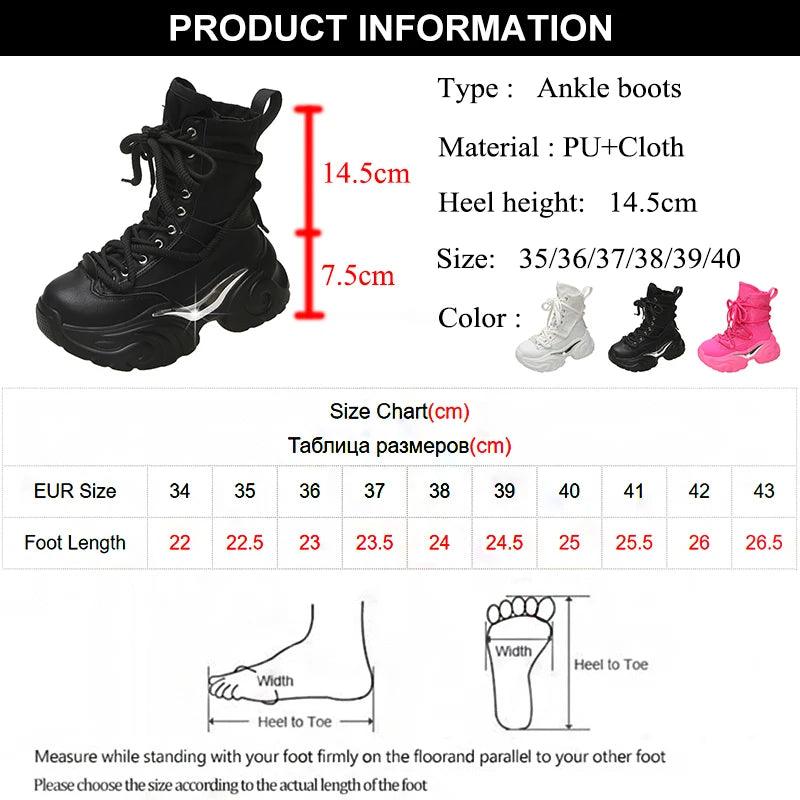 Punk Style Chunky Heels Boots for Women - Winter Combat Boots - Dhavinci