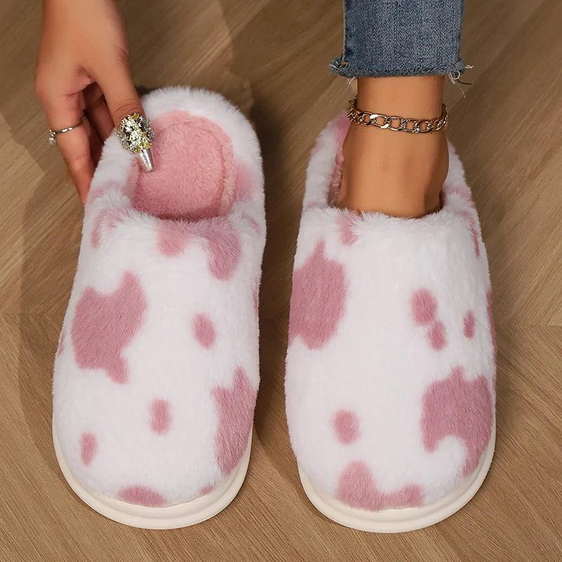 Mix Color Warm Fluffy Slippers for Women - Non-Slip Plush Home Slides - Dhavinci