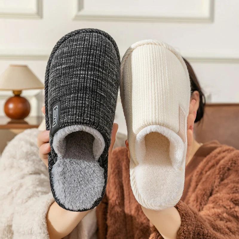 Couple Home Plush Slippers for Women | Closed Toe Casual Winter Slippers - Dhavinci