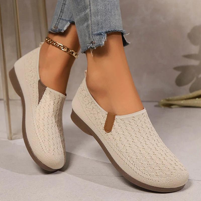 Breathable Knitting Platform Sneakers for Women | Slip-On Casual Shoes - Dhavinci