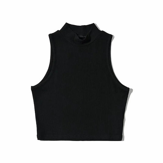 Black High Neck Crop Top for Women | Sleeveless & Comfortable Fit - Dhavinci