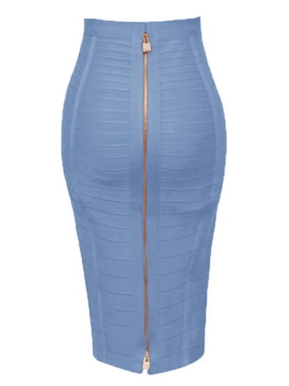 Plus Size Bandage Skirt for Women | Sexy Zipper A-Line in 13 Colors - Dhavinci