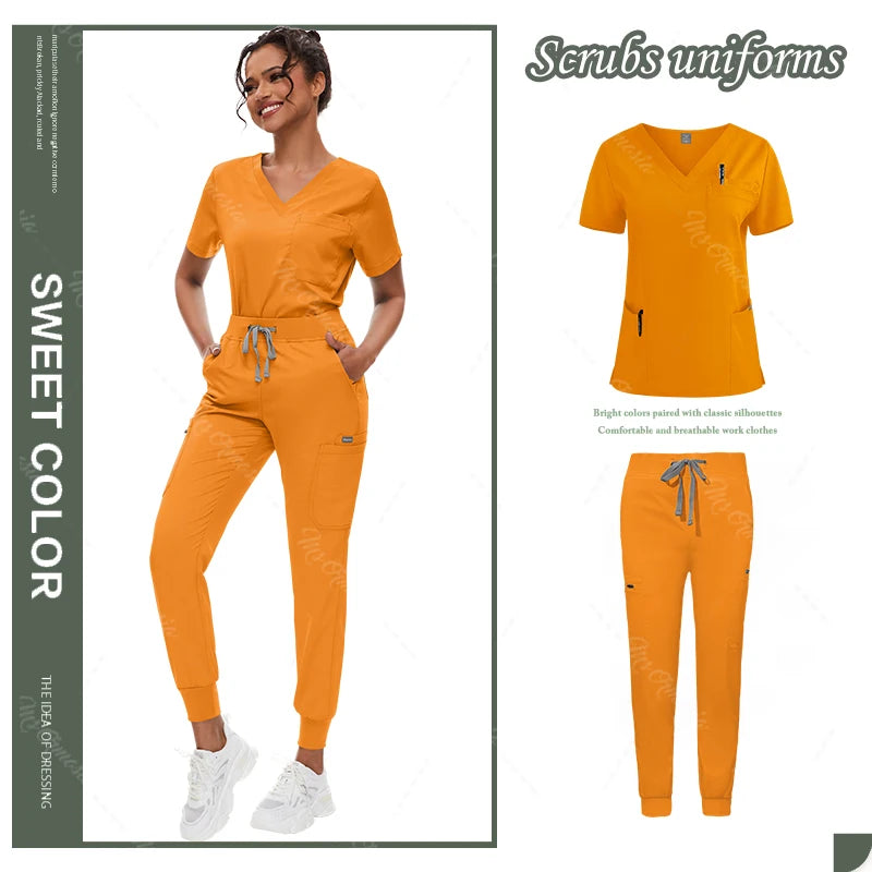 Hot Sale Anti Wrinkle Scrubs Workwear Washable Soft Fabric Nurse Hospital Uniforms Medical Scrubs Top Pants Jogger Scrubs Sets - Dhavinci