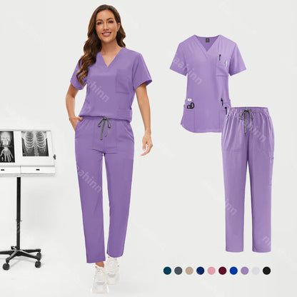 Hot Sale Nurse Scrubs Set Women Anti Wrinkle Washable Soft Hospital Uniform Medical Scrubs Women Scrubs Sets Medical Accessories - Dhavinci