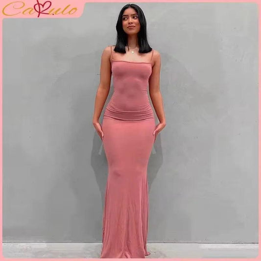 Satin Slip Backless Maxi Dress for Women | Sexy Y2K Summer Bodycon Dress - Dhavinci