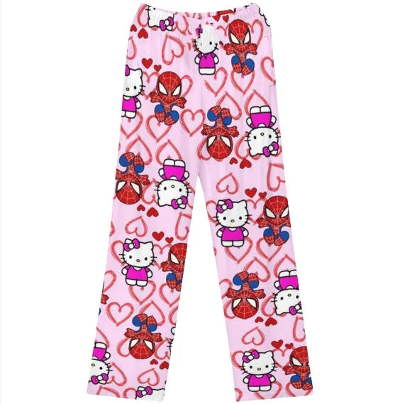 Hello Kitty Spider-man Cotton Loose Ladies Pajama Pants Pyjama Trousers Women Men Cartoon Sleep Bottoms Lounge Wear Girl Sleep - Dhavinci