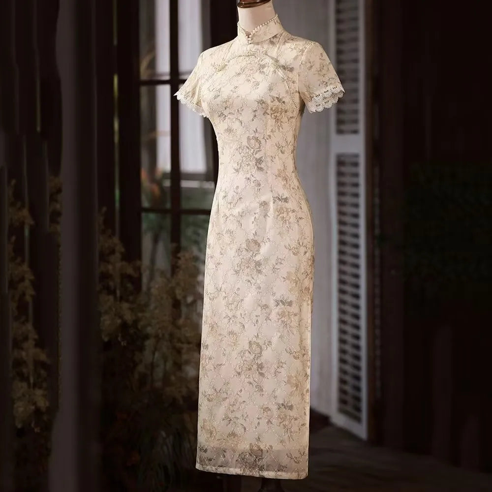 Cheongsam Qipao Chinese Traditional Dress Embroidery Retro Improved Cheongsams Oriental Party Summer Floral Dresses for Women - Dhavinci