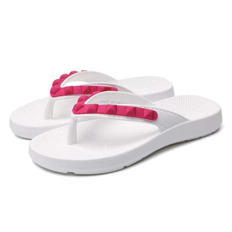 Mix Color Flat Heel Flip Flops for Women | Non-Slip Beach Slides - Dhavinci