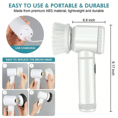 Electric Spin Scrubber for Bathroom | 5-in-1 Power Cleaning Brush - Dhavinci