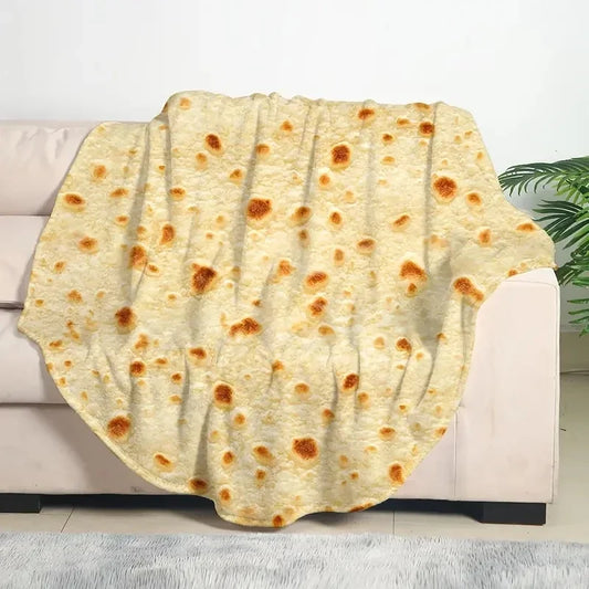 Multi-size Funny Round Corn Tortilla Blanket Soft Warm Throw Blanket for Sofa, Office, Bed, Camping Traveling Flannel Blankets - Dhavinci