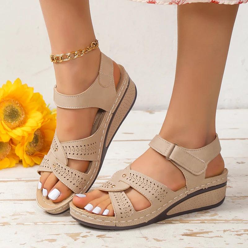 Stylish Women's Wedge Sandals - Summer Cross Strap Comfort - Dhavinci