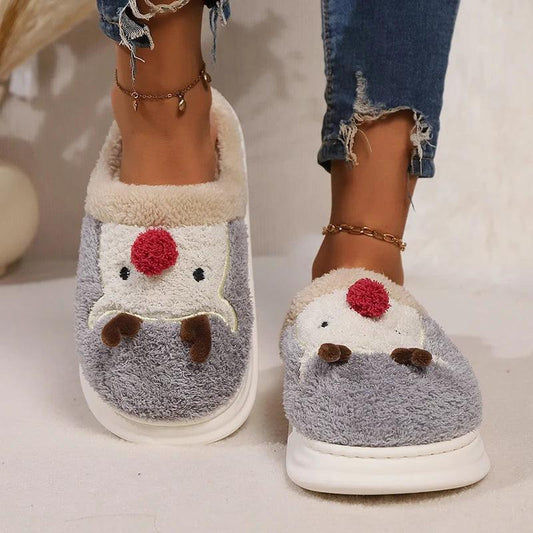 Cartoon Elk Plush Slippers for Women | Christmas Style Winter Shoes - Dhavinci