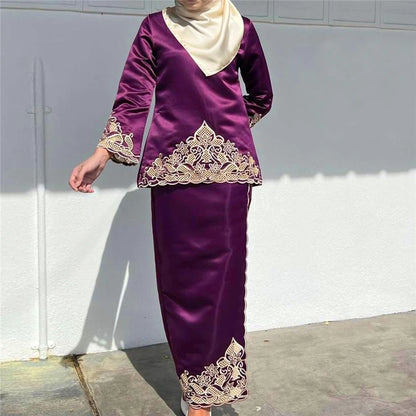 2-Piece Embroidery Abaya Set for Muslim Women | Eid & Dubai Fashion - Dhavinci