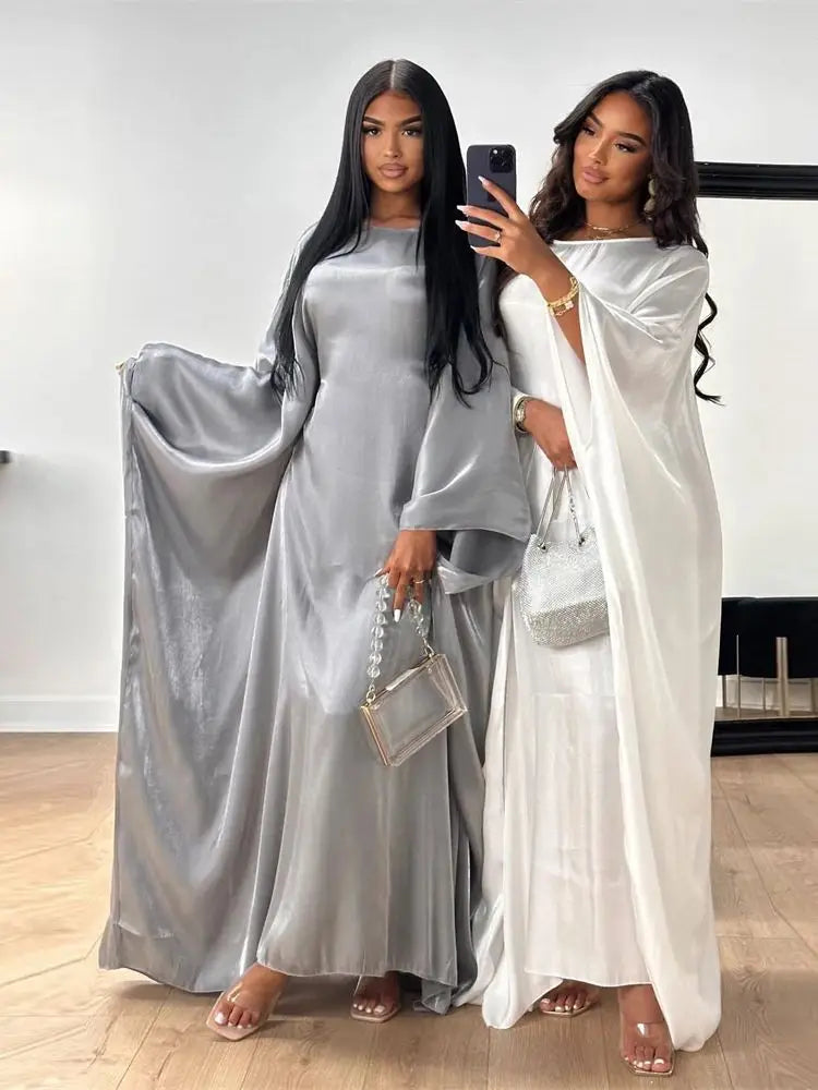 ramadan Eid Abayas For Women Modest Fashion Shimmer Batwing Satin Abaya Dubai Luxury 2024 Muslim Kaftan Dress Kebaya Vestidos - Dhavinci