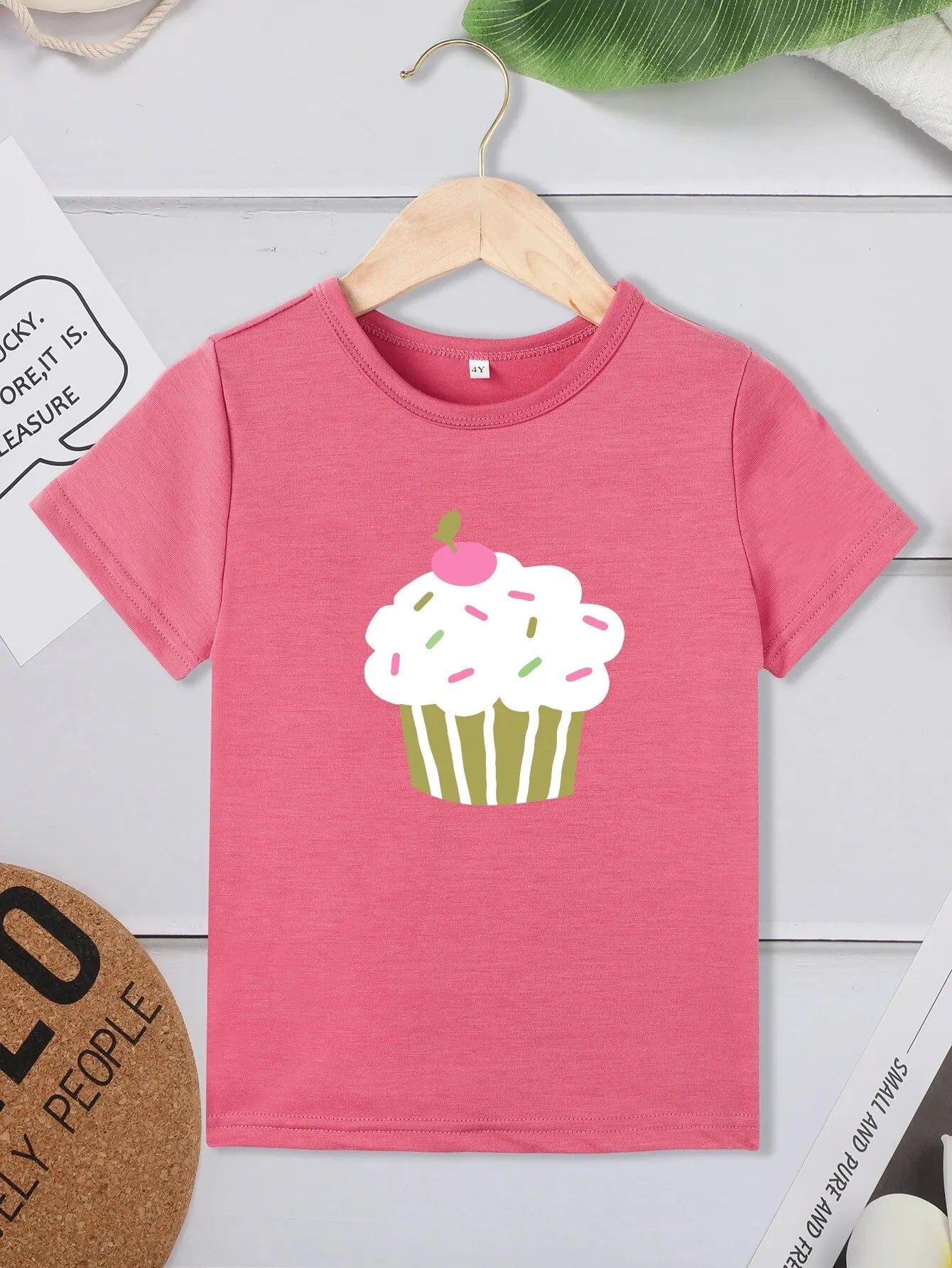 Girls Cupcake Graphic T-Shirt | Casual Short Sleeve Kids Top - Dhavinci