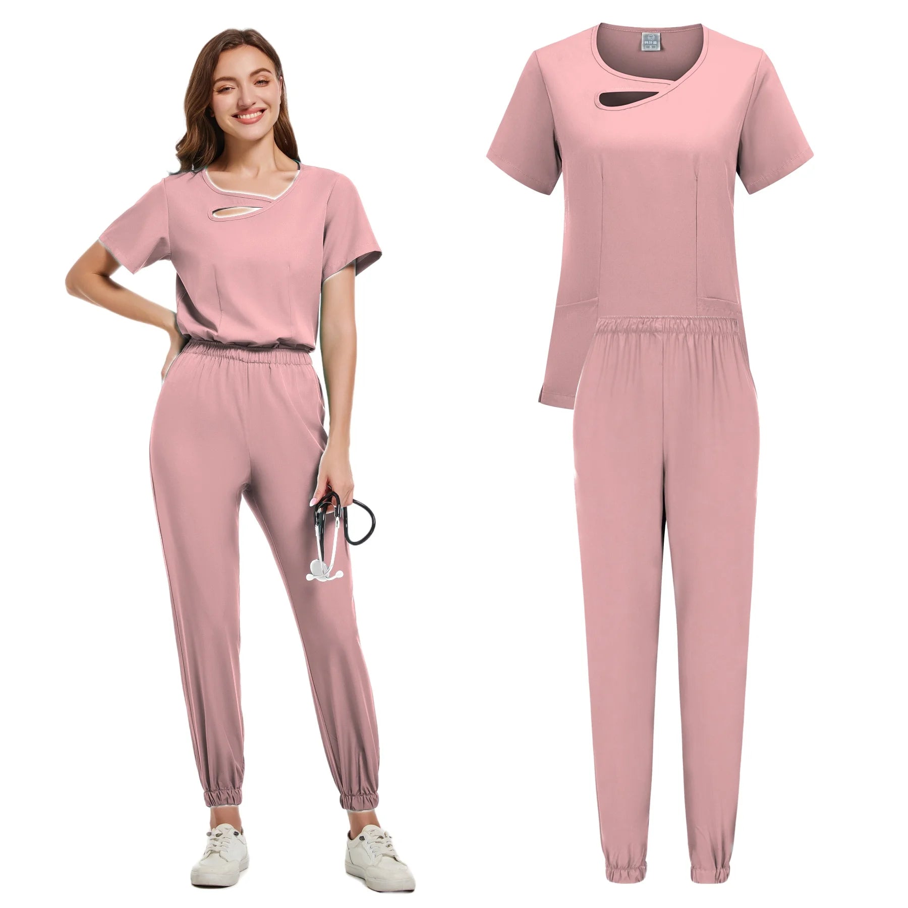 New Scrubs Set Medical Uniforms Stretch Scrub Tops With Pocket Pants Nurse Uniform Doctor Surgery Overalls Beauty Salon Workwear - Dhavinci