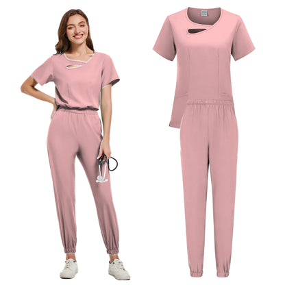 New Scrubs Set Medical Uniforms Stretch Scrub Tops With Pocket Pants Nurse Uniform Doctor Surgery Overalls Beauty Salon Workwear - Dhavinci