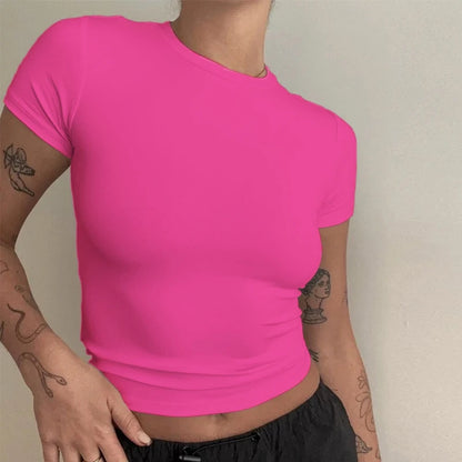 Slim Fit Short Sleeve T-Shirt for Women | Y2K Sporty Streetwear - Dhavinci