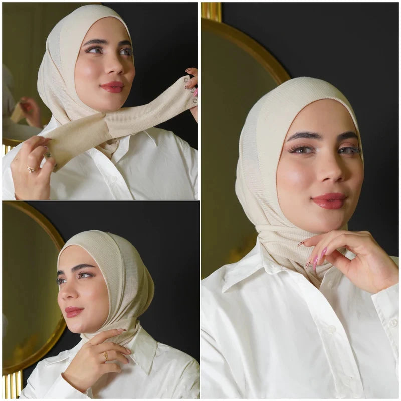 Muslim Jersy Hijab Scarf White Abaya Hijabs For Woman Jersey Abayas Women Islamic Dress Head Wrap Turbans Instant Crinkle Turban - Dhavinci