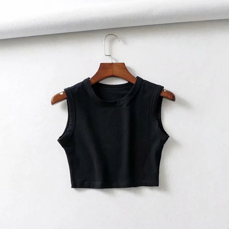 summer vintage white crop tops women biker black punk sexy tank top korean streetwear cropped sleeveless top feminino - Dhavinci