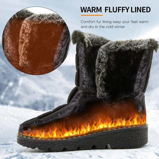 Waterproof Winter Boots - Faux Fur Plush Snow Boots for Women - Dhavinci