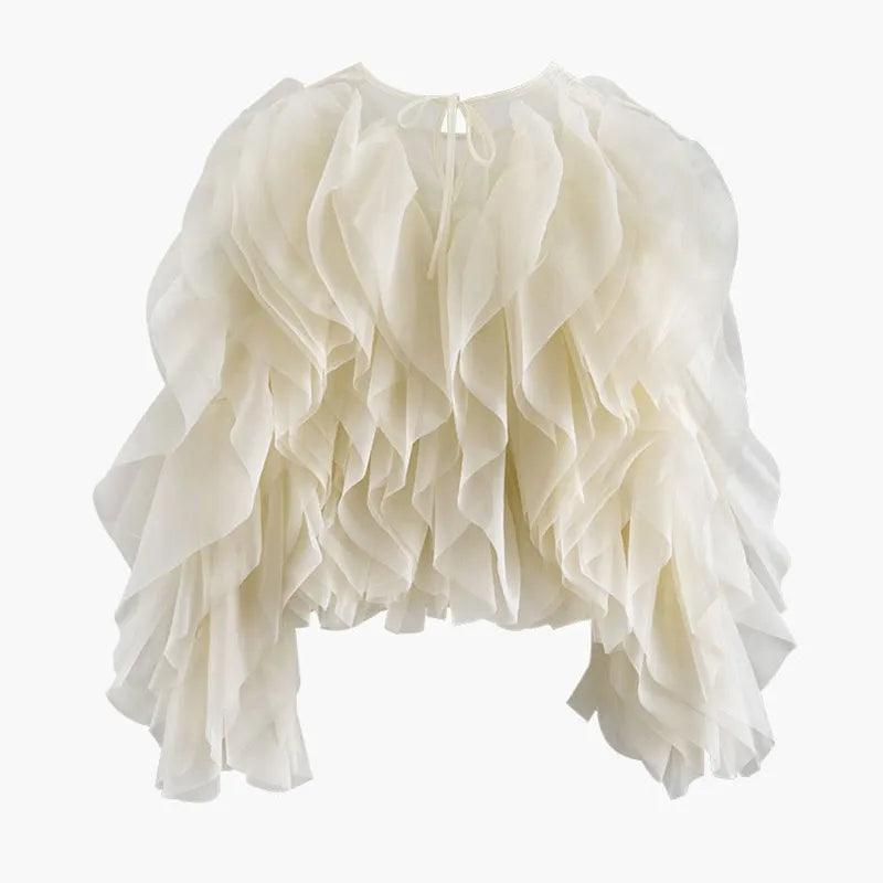 Ruffled Lantern Sleeve Shirt for Women | Stylish Summer Blouse - Dhavinci