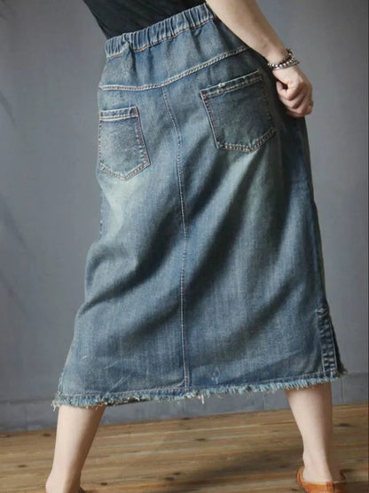 Max LuLu 2024 Autumn Womens Luxury Vintage Loose Embroidery Denim Skirts Ladies Casual Floral Streetwear Females Elegant Clothes - Dhavinci