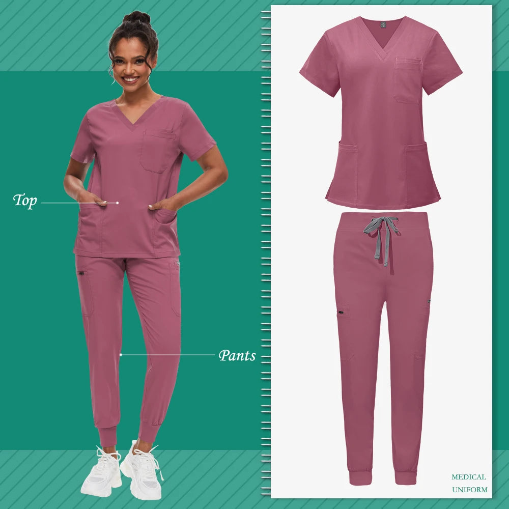 Scrub Sets Uniform Women Joggers Hospital Accessories Medical Surgical Gown Pharmacy Healthcare Work Wear Unisex Mens Scrub Soft - Dhavinci