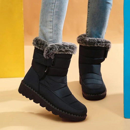 Waterproof Faux Fur Snow Boots - Plus Size Ankle Boots for Women - Dhavinci