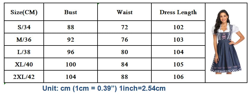 S-4XL Womens German Oktoberfest Beer Girl Costume Bavarian Traditional Beer Dirndl Dress With Apron - Dhavinci