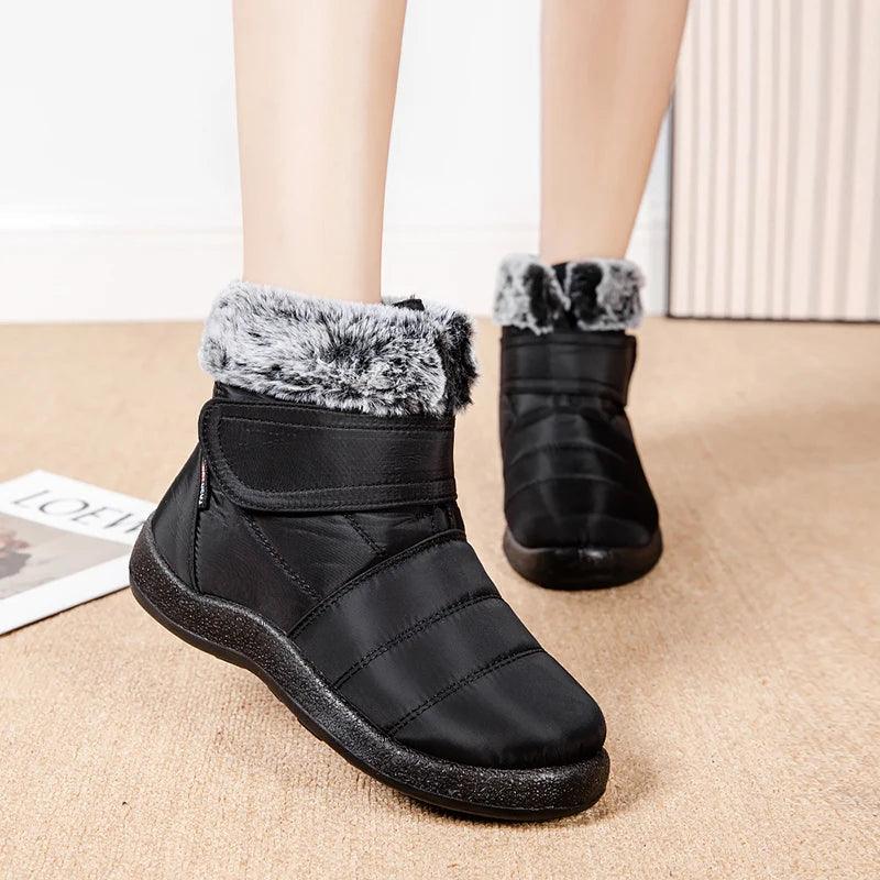 Waterproof Faux Fur Snow Boots - Fashion Winter Ankle Boots for Women - Dhavinci