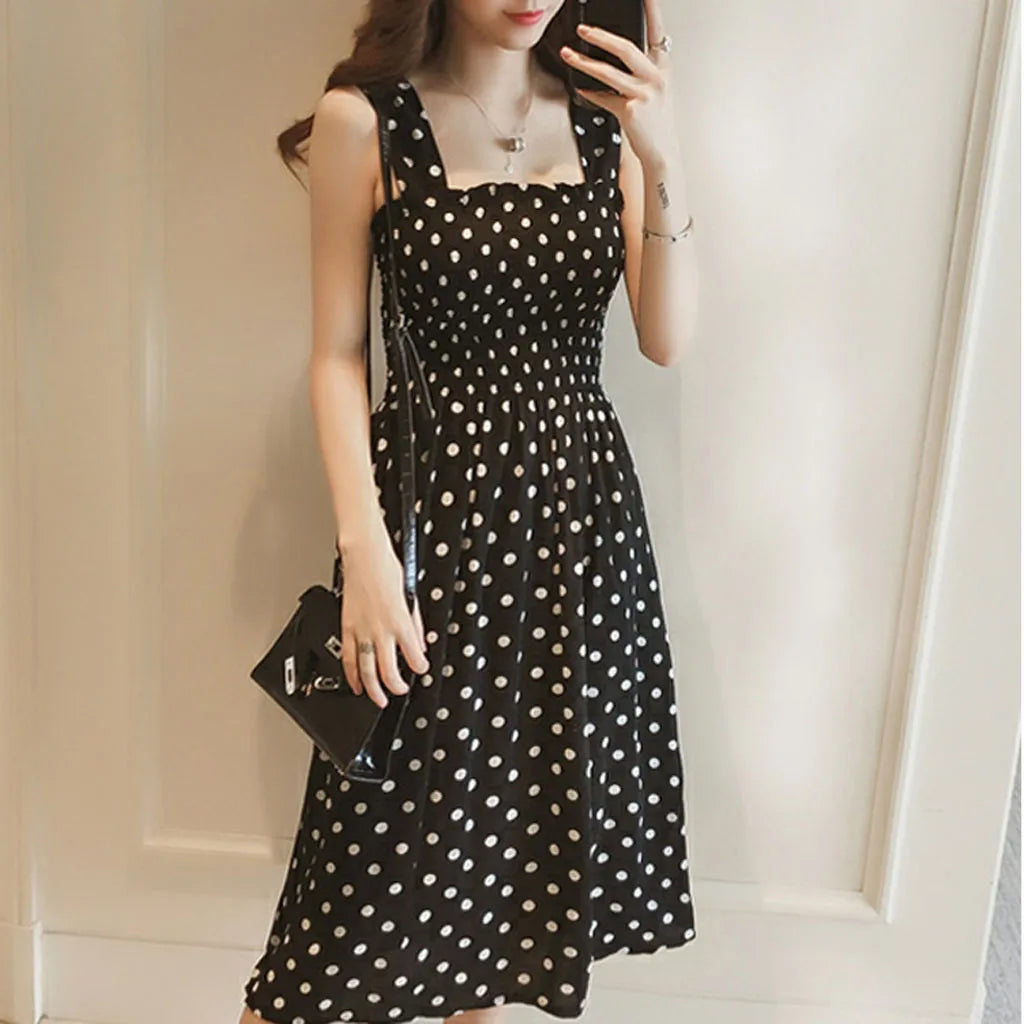 Women's Dresses 2024 Summer Fashion Loose None Sleeve Polka Dot Shoulder Plus Size Casual Dress Sexy Dresses - Dhavinci