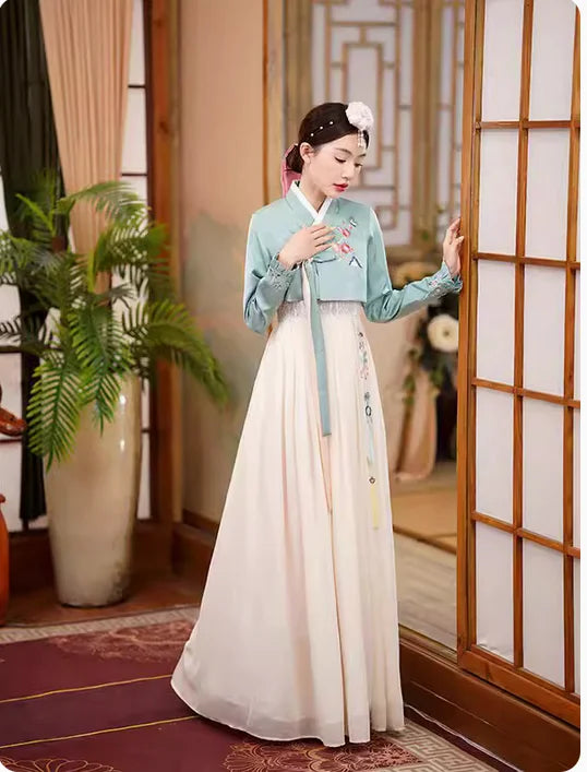 Hanbok Dance Performance Dress | Korean Ethnic Minority Clothing - Dhavinci