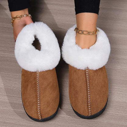 Fluffy Indoor Slippers for Women | Warm Plush Suede House Shoes - Dhavinci