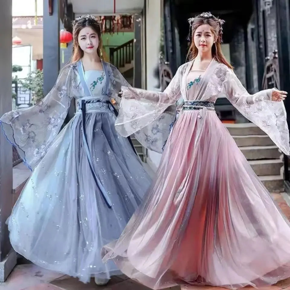 Traditional Flower Hanfu Dress | Women’s Tang Dynasty Costume - Dhavinci