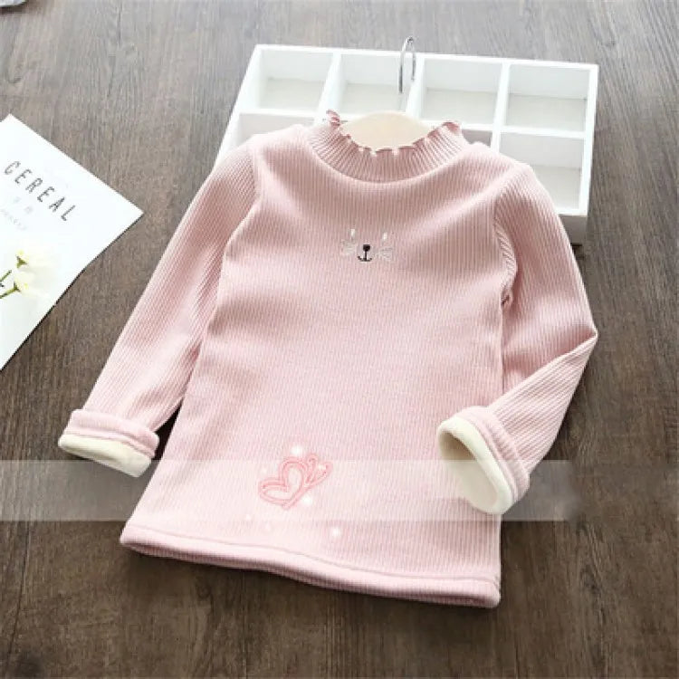 Fashion Girls Sweater 2024 | Cartoon Kids Winter Velvet Top - Dhavinci