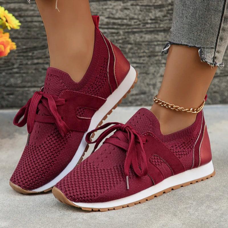 Breathable Knitting Sneakers for Women | Non-Slip Casual Flats - Dhavinci