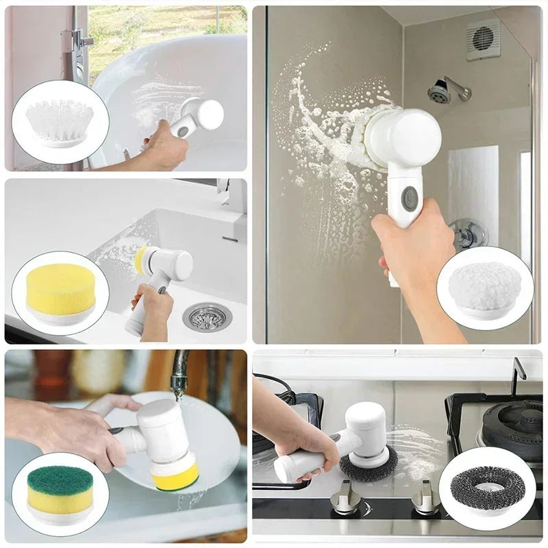 Electric Spin Scrubber for Bathroom | 5-in-1 Power Cleaning Brush - Dhavinci